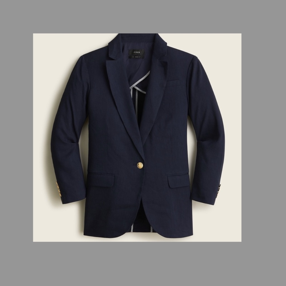 J Crew Alfie Italian Linen Navy Blazer Size 2